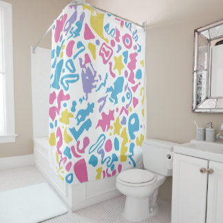 Cortina Para Box Formas vibrantes coloridas e pastéis divertidos