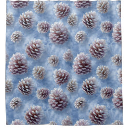 Cortina Para Box Fosco  Azul Pinecones Travesseiro decorativo Padrã