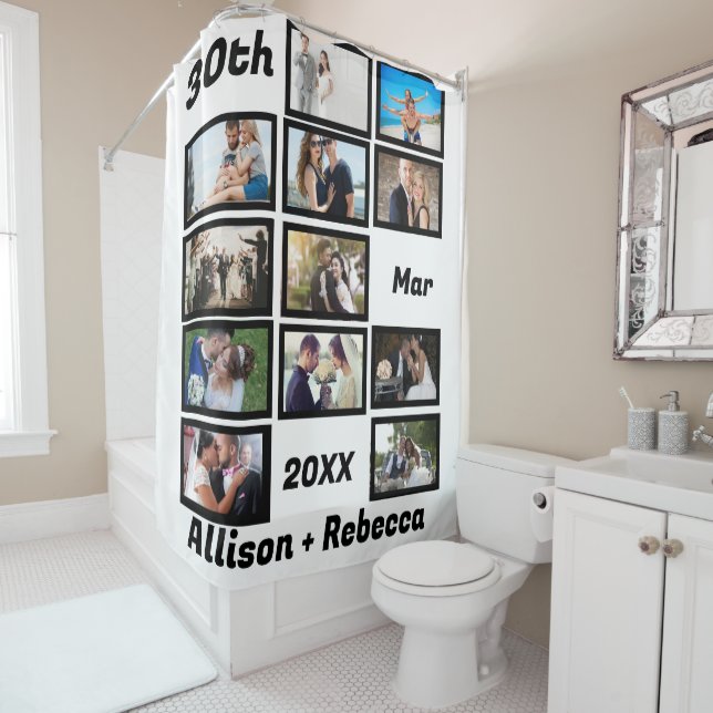 Cortina Para Box Foto do Aniversário do Casamento Moderno Personali (In Situ)