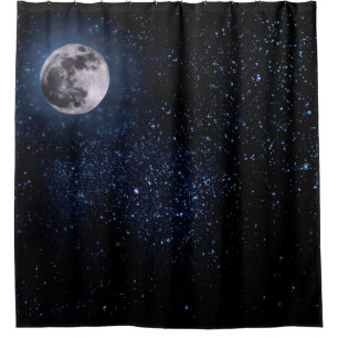Cortina Para Box Fotografia - Céu Noturno com Lua Cheia + sua ideia
