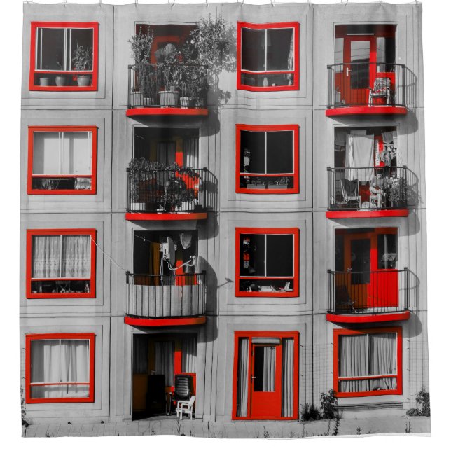 Cortina Para Box Fotografia do edifício Red Facade Zuidoost Balcony (Frente)