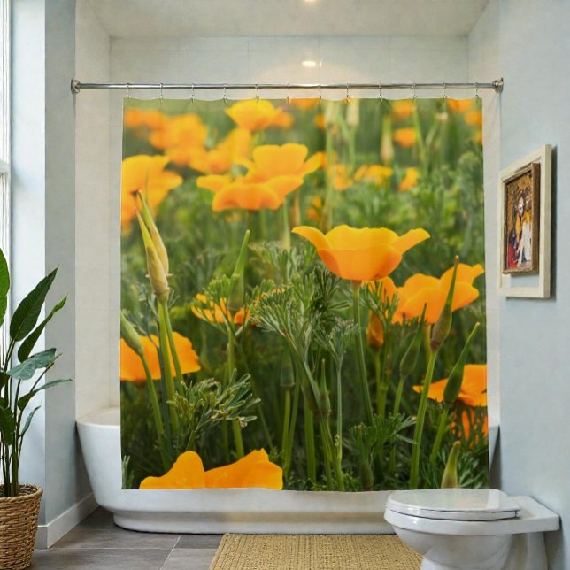 Cortina Para Box Fotografia do remendo da papoila de Califórnia (Colorful California Poppy photograph shower curtain)
