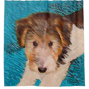 Cortina Para Box Fox Terrier Puppy Painting - Arte Original De Cão