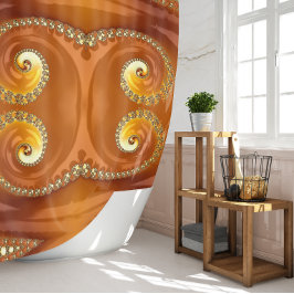 Cortina Para Box Fractal Espiral Gradiente Laranja Dourado abstrato