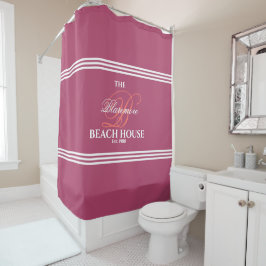 Cortina Para Box Framboesa e banho inicial coral das listras do