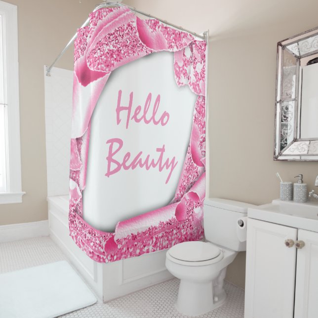 Cortina Para Box Frame de pink 3D brilhante HELLO Girly (In Situ)