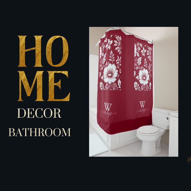 Cortina Para Box Francês vermelho e branco Chinoiserie Elegante (Criador carregado)