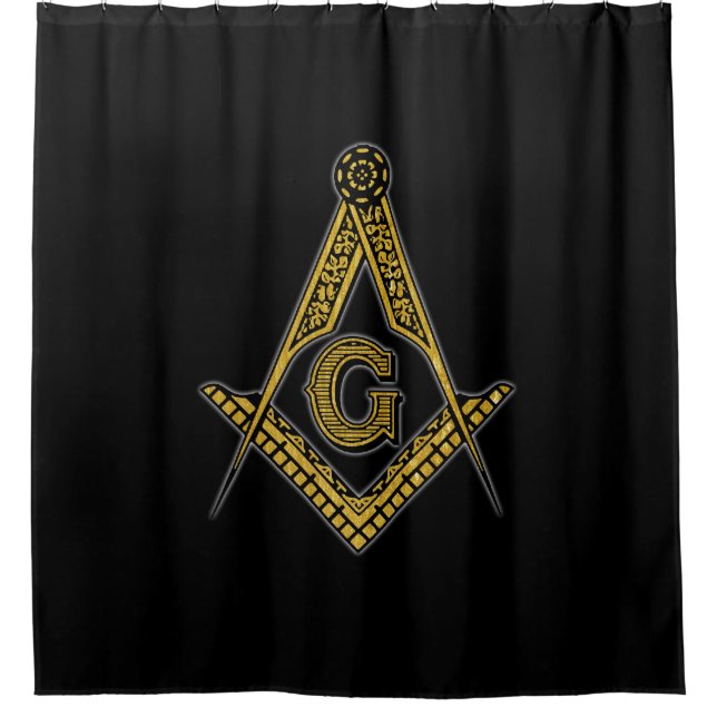 Cortina Para Box Freemason (preto & ouro) (Frente)