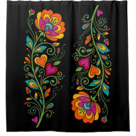 Cortina Para Box Fronteira de Gavinhas do Poder Floral Retro 19