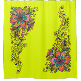 Cortina Para Box Fronteira de Gavinhas do Poder Floral Retro 6