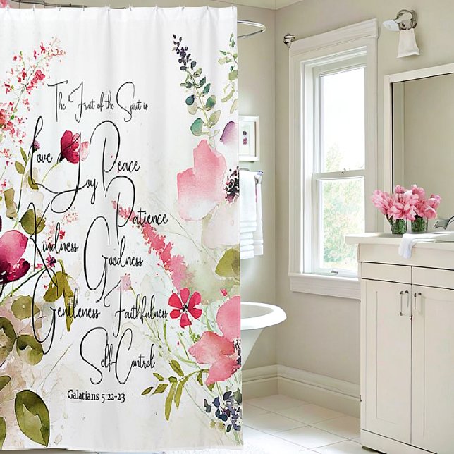 Cortina Para Box Fruto do Espírito floral rosa (Criador carregado)