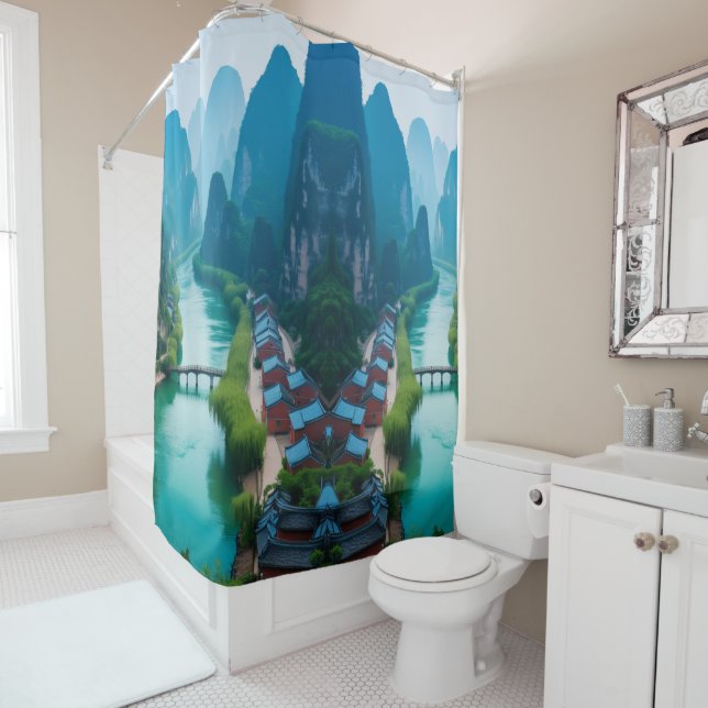 Cortina Para Box Fuga Tranquila - Serenidade do Rio Karst" (In Situ)