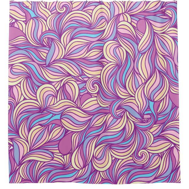 Cortina Para Box Fundo com ondas de rabisco de abstrato  (Frente)