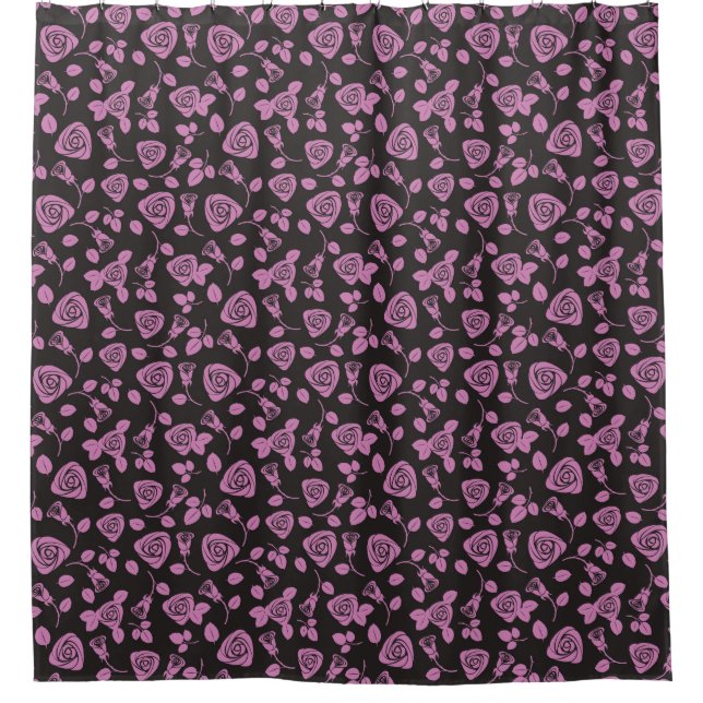 Cortina Para Box Fundo cor-de-rosa floral (Frente)