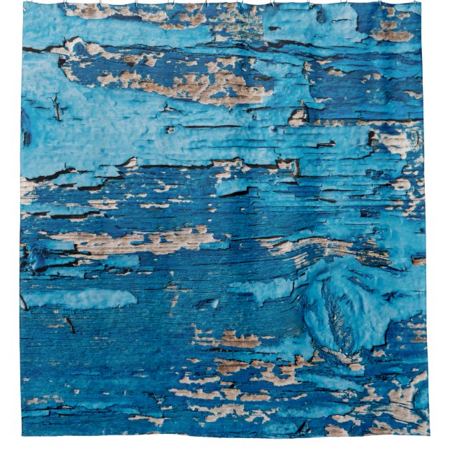 Cortina Para Box Fundo de madeira azul  (Frente)