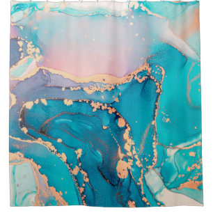 Cortina Para Box fundo de pintura de abstrato fluido em álcool