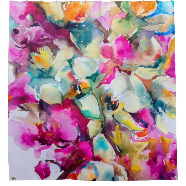 Cortina Para Box fundo decorativo brilhante abstrato. Flo (Frente)