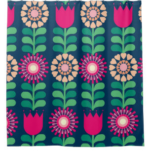 Cortina Para Box Fundo Flor, Ilustração Artística Vintage.