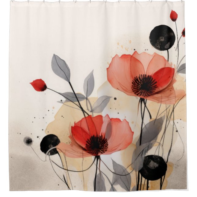 Cortina Para Box fundo vermelho de abstrato (Frente)
