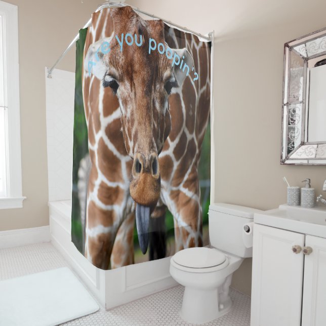 Cortina Para Box Funny Giraffe Shower Curtain “Are You Poopin’?” –  (In Situ)