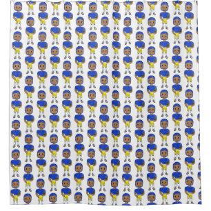 Cortina Para Box futebolista retrô vintage azul amarelo simples  
