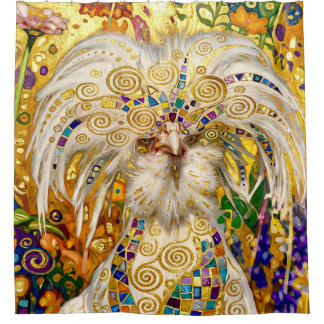 Cortina Para Box Galinha Polonesa de Gustav Klimt no Jardim de Flor