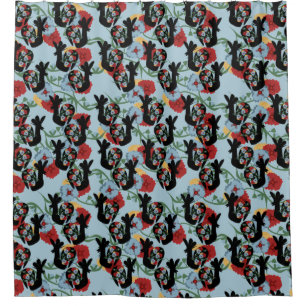 Cortina Para Box Galos Povo Floral Padrão Mexicano