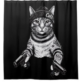 Cortina Para Box Gangster Cat Tattoo Art | Cool Streetwear Kitty