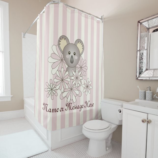 Cortina Para Box Garota Cinza Rosa Pastel Bebê Boneco Koala Garota (In Situ)