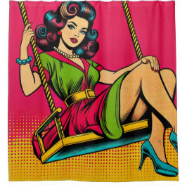 Cortina Para Box Garota Pin Up Bate na Retro Swing