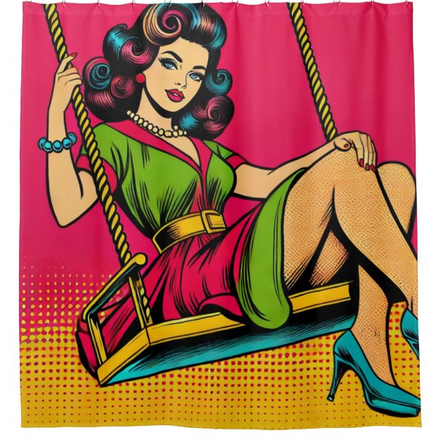 Cortina Para Box Garota Pin Up Bate na Retro Swing (Frente)