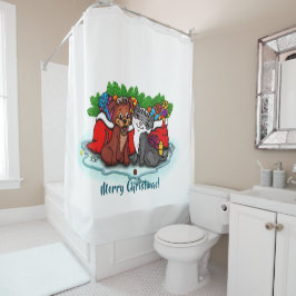 Cortina Para Box Gatinho e puppy, XMas feliz