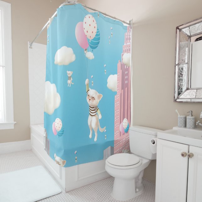 Cortina Para Box Gatinhos de Entalhe (In Situ)