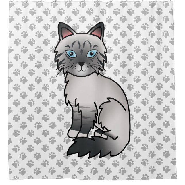 Cortina Para Box Gato Birman / Ragdoll Tabby de Pontos Azuis & Pata (Frente)