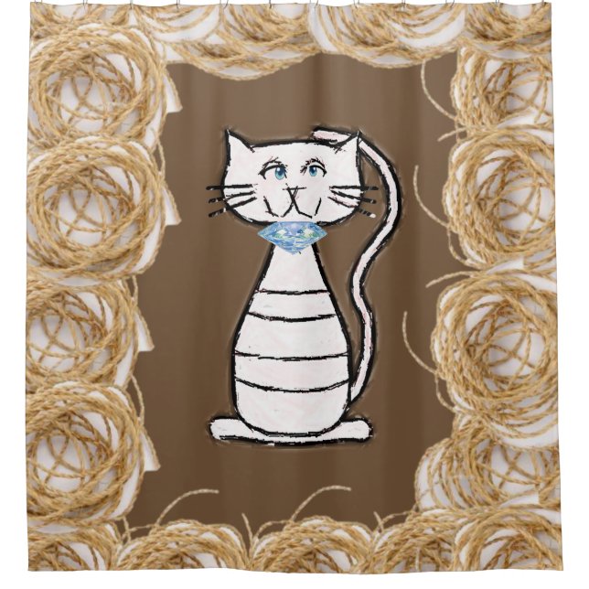 Cortina Para Box Gato de Cortina de chá (Frente)