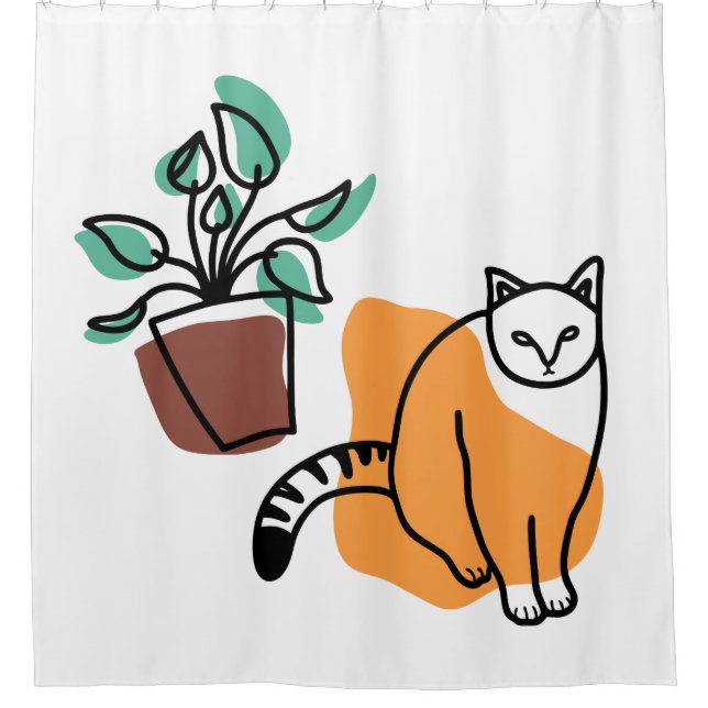 Cortina Para Box Gato e planta (Frente)