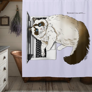 Cortina Para Box Gato Fofinho Ragdoll Notebook Lavanda Engraçado