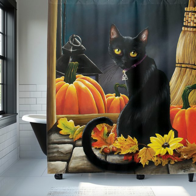 Cortina Para Box Gato Negro de Halloween (Criador carregado)