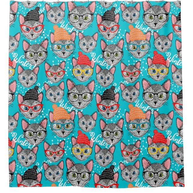 Cortina Para Box Gato no chapéu (Frente)