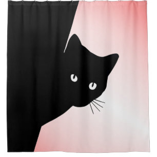 Cortina Para Box Gato Preto Astuto Rosa