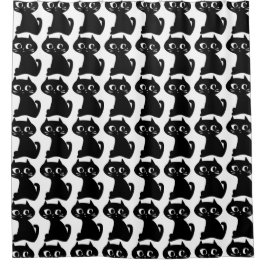 Cortina Para Box Gato Preto Curioso