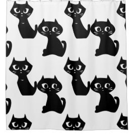 Cortina Para Box Gato Preto Curioso