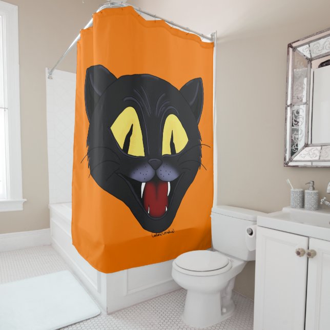 Cortina Para Box Gato Preto de Halloween  (In Situ)
