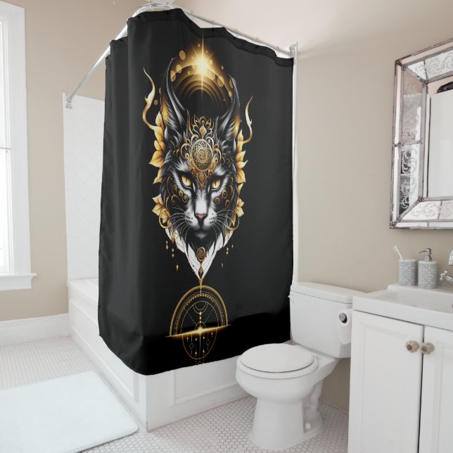 Cortina Para Box Gato preto de ouro maravilhoso. (In Situ)