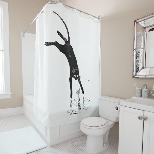 Cortina Para Box Gato saltando para o Pond, Alexandre Steinlen (In Situ)