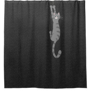 Cortina Para Box Gato Tabby Cinza Pendurado Gato Listrado Cinza E