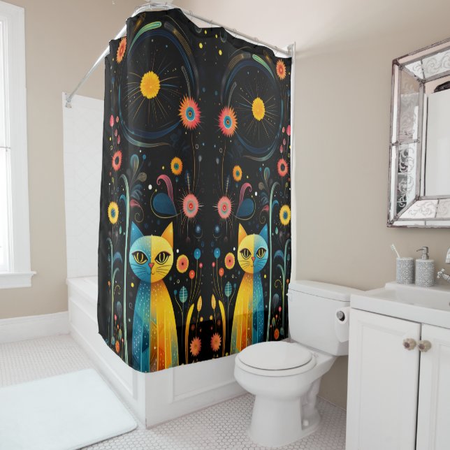 Cortina Para Box Gatos amarelos (In Situ)