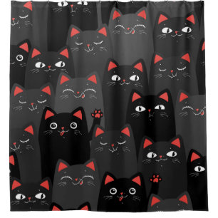 Cortina Para Box Gatos de cinza e preto. Um padrão perfeito de des