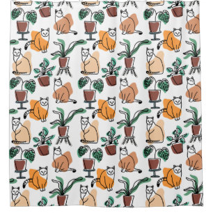 Cortina Para Box Gatos e flores para desenho de linhagens