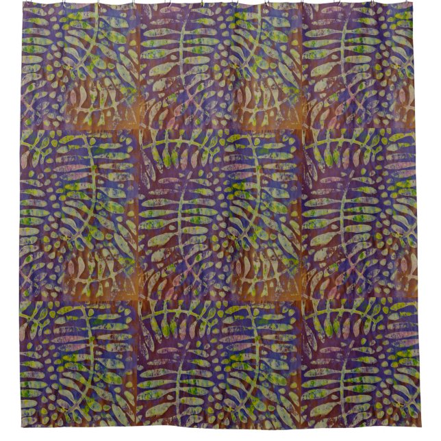 Cortina Para Box Gelli Impressão Stencil Abstrato Art (Frente)